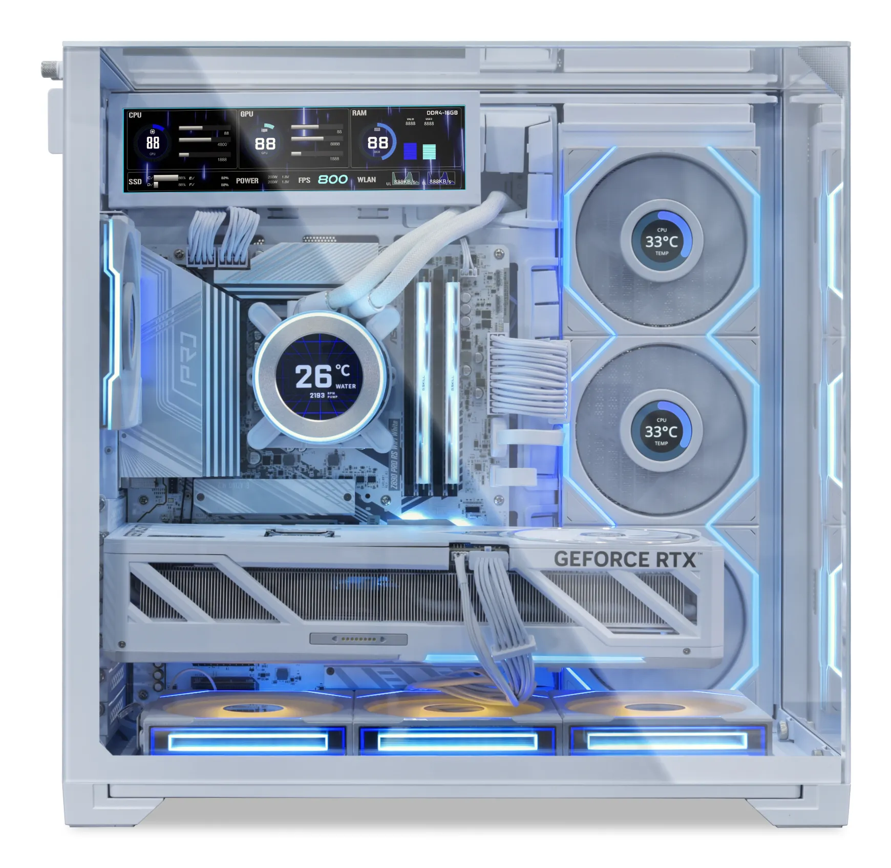 Lian Li 8.8" Universal Screen (SM088W) Midi-Tower Case with RGB lighting, White