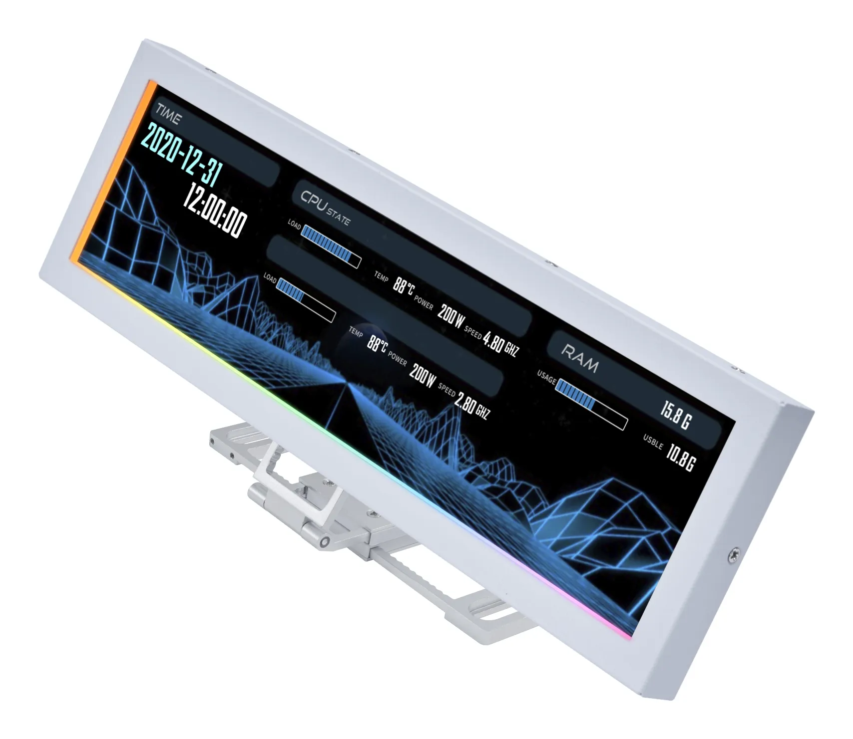 Lian Li 8.8" Universal Screen (SM088W) midi-tower chassi med RGB-belysning, vit