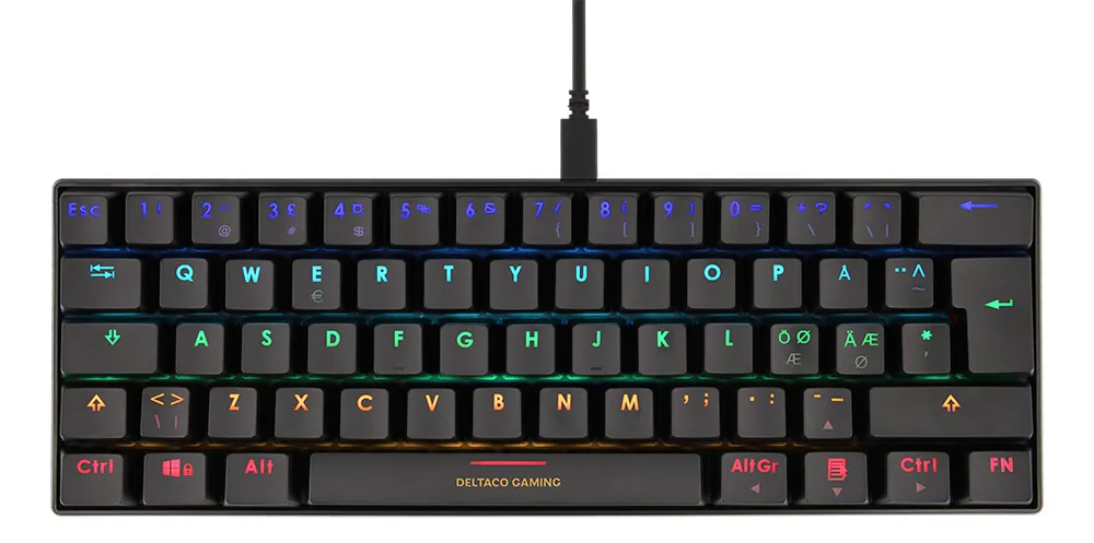 Deltaco Gaming RGB Mechanical Red -pelin&auml;pp&auml;imist&ouml;