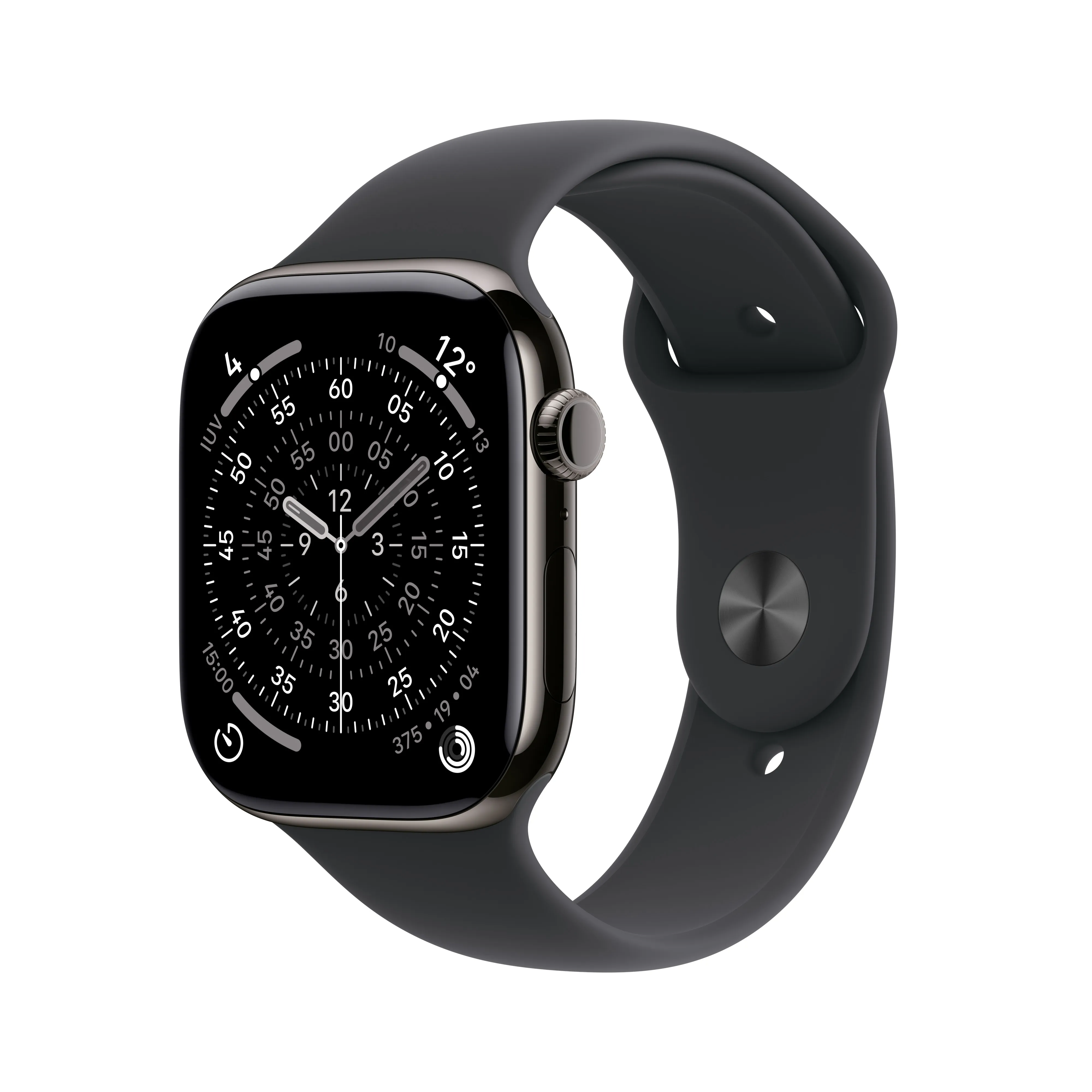 Apple Watch Series 11 (GPS + Cellular) 46mm Slate Titanium Case with Black Sport Band, S/M