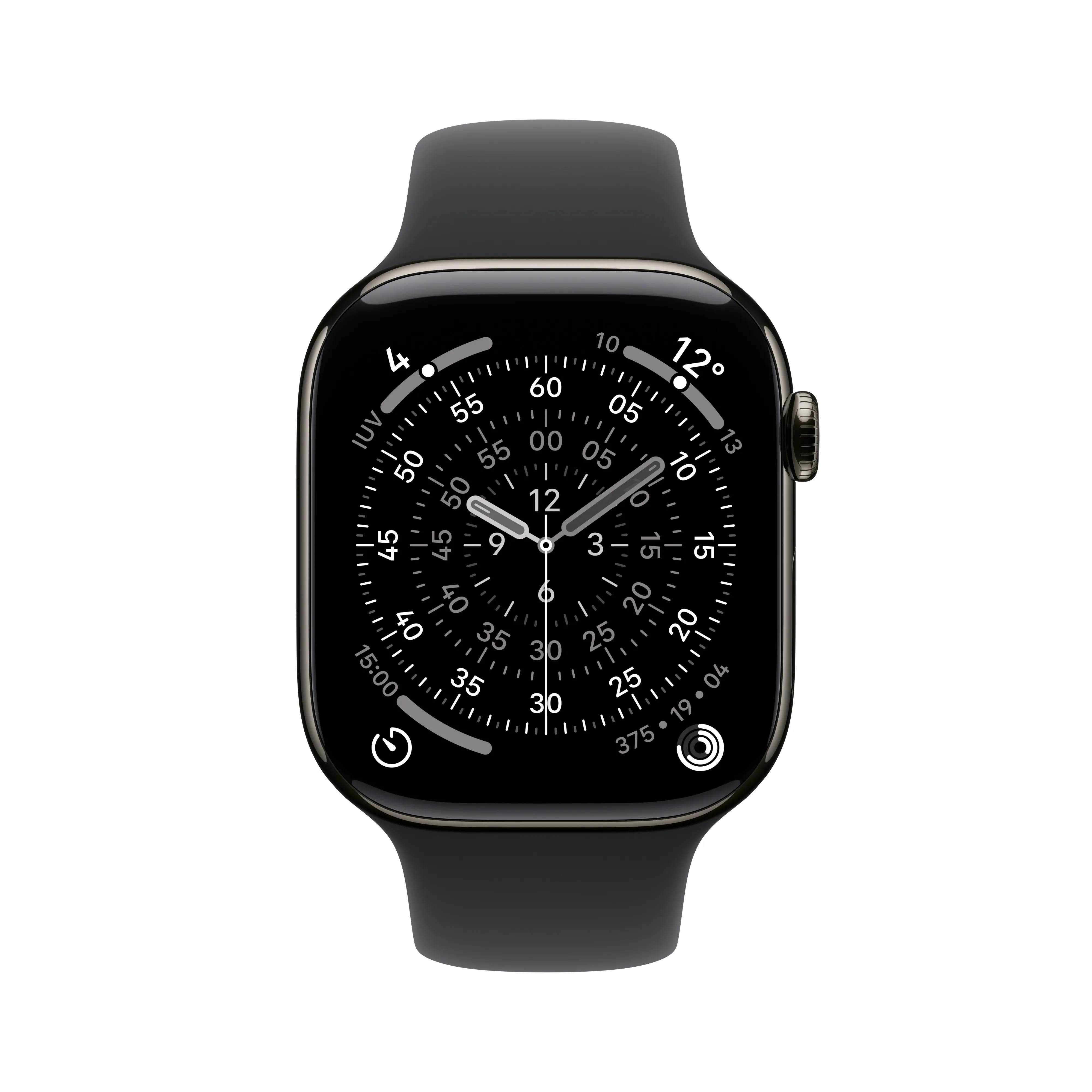 Apple Watch Series 11 (GPS + Cellular) 46mm Slate Titanium Case with Black Sport Band, S/M