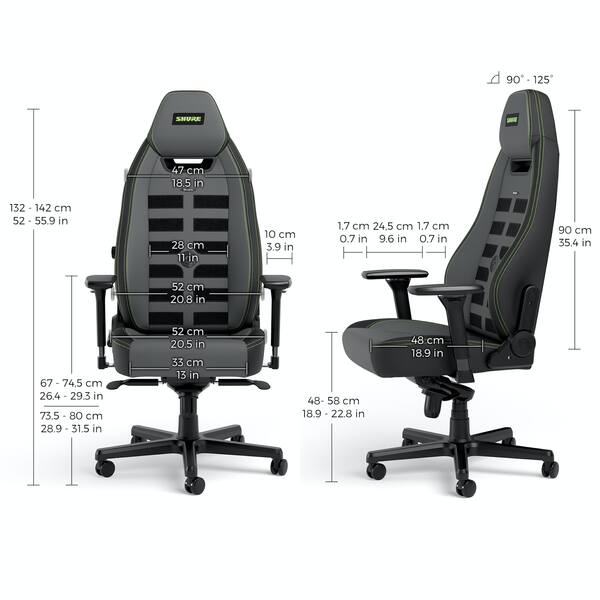Noblechairs LEGEND Shure Edition -pelituoli, musta/harmaa/vihre&auml;