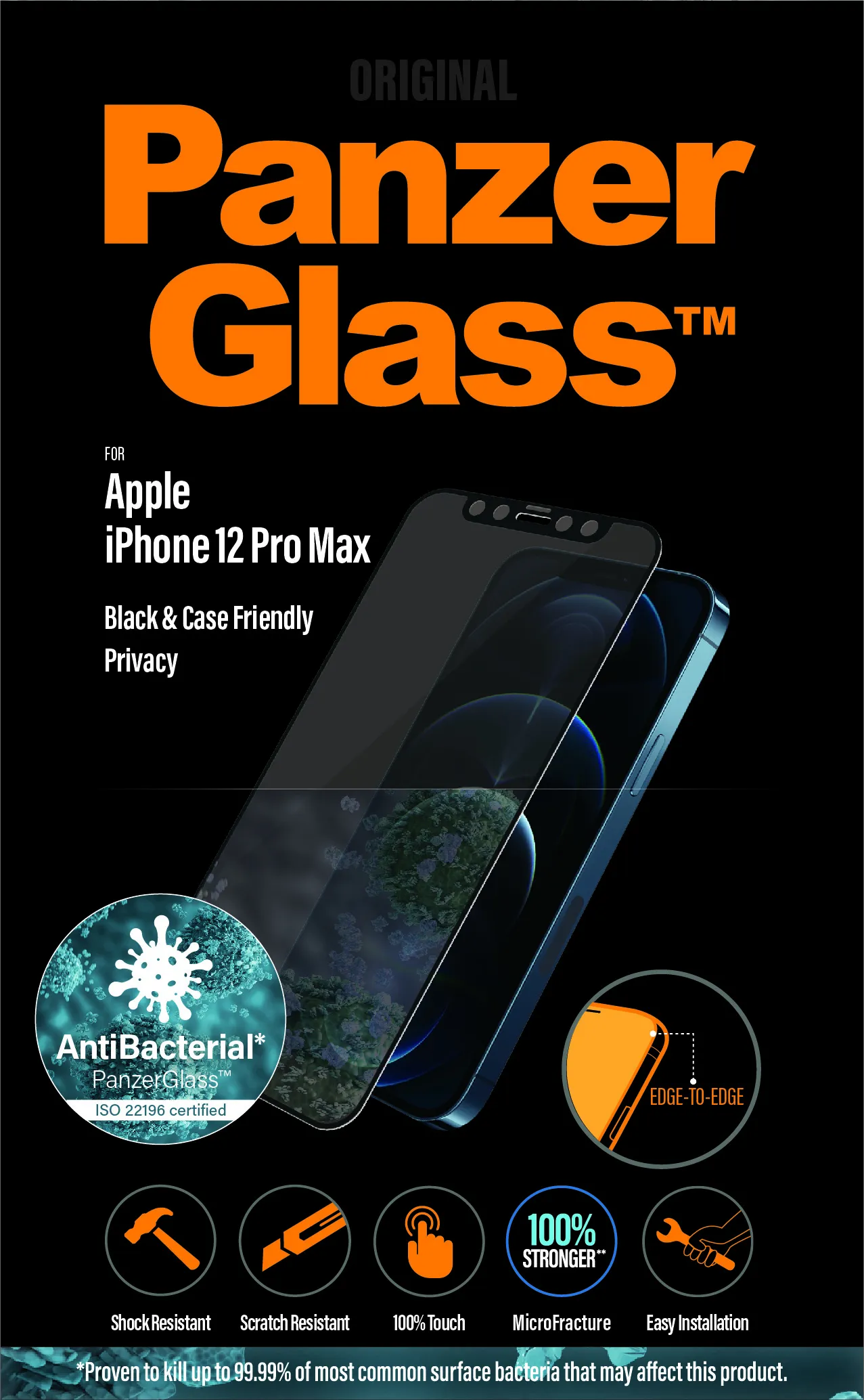 PanzerGlass Case Friendly, Privacy, iPhone 12 Pro Max - Screen Glass