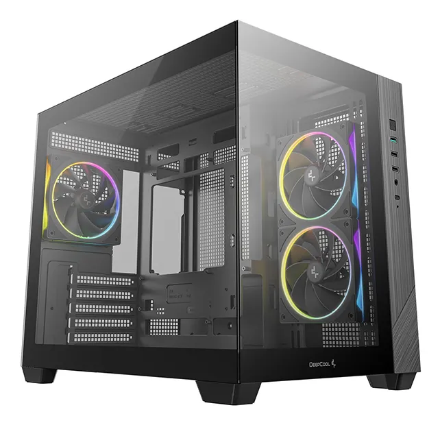 DeepCool CG330 3F micro-ATX chassi med f&ouml;nster och RGB-belysning, svart