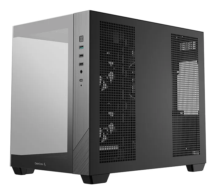 DeepCool CG330 3F micro-ATX chassi med f&ouml;nster och RGB-belysning, svart