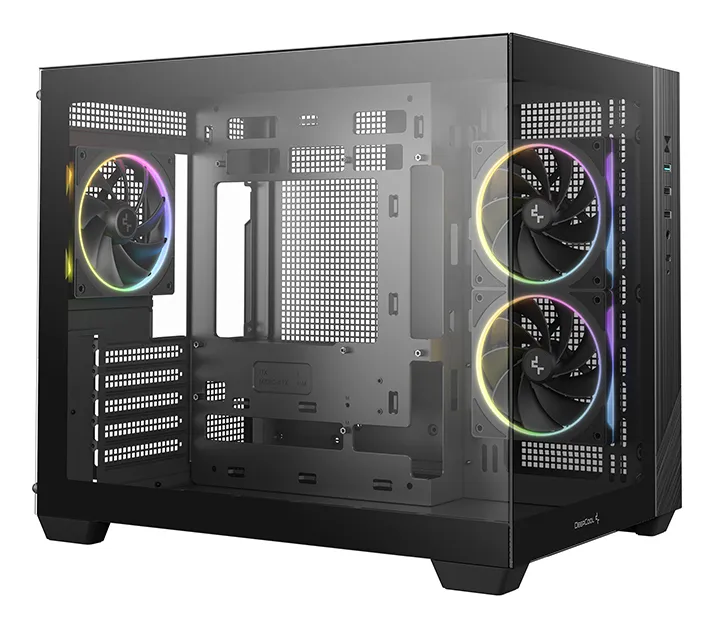 DeepCool CG330 3F micro-ATX chassi med f&ouml;nster och RGB-belysning, svart