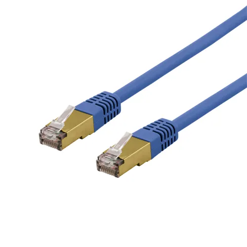 Deltaco Cat6a S/FTP RJ45 0.5m n&auml;tverkskabel, bl&aring;