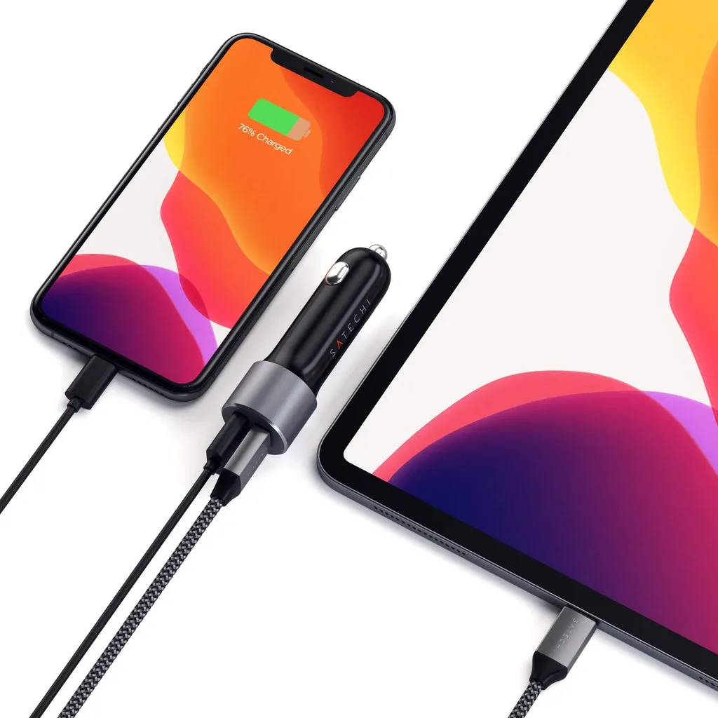 Satechi autolaturi PD 1xUSB-C ja 1xUSB-A yhteens&auml; 72 wattia, musta