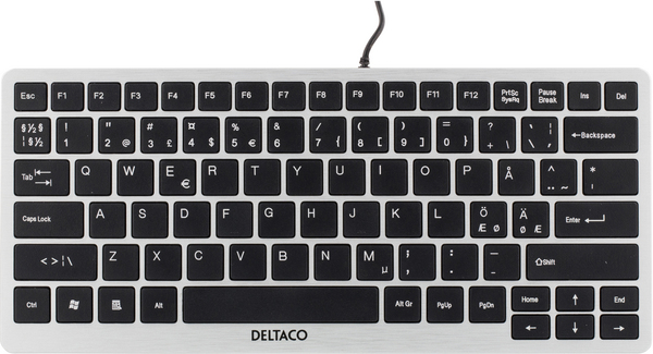 DELTACO tunt minitangentbord, USB, svart/silver