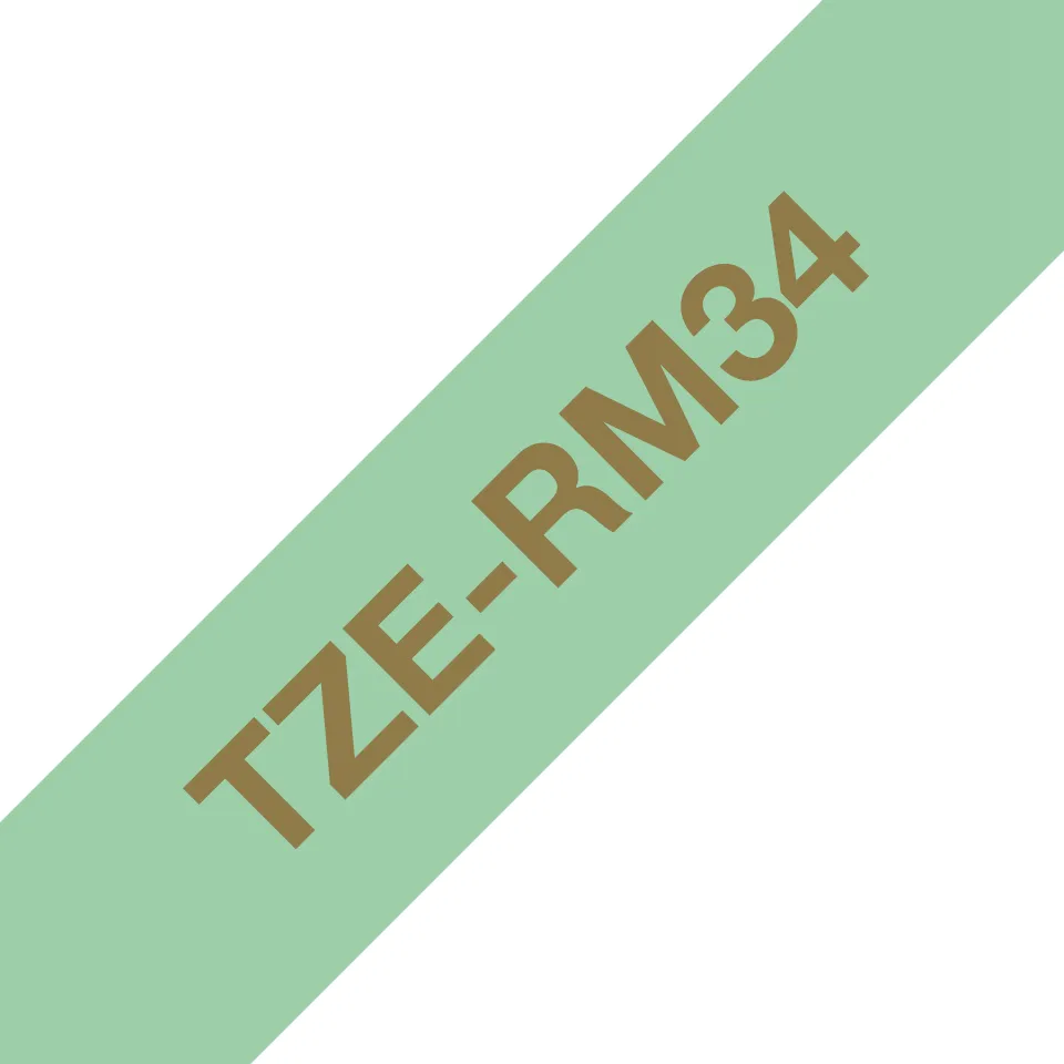 Brother TZeR satin tape 12mm x 4m gold on mint green