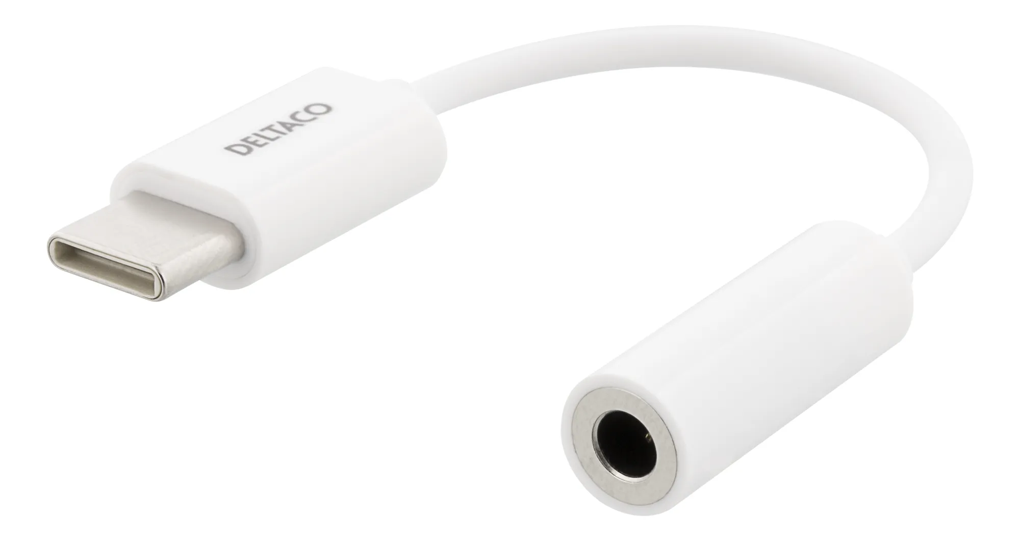 DELTACO USB-C to 3.5 mm female, 10 cm, passive, white