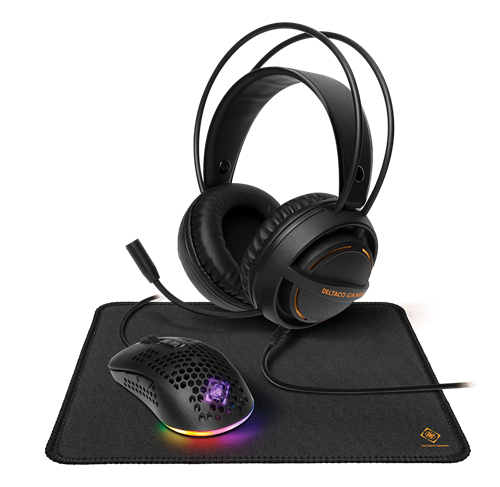 Deltaco Gaming 3-in-1 Lightweight Gaming kit, Headset, Mouse, Mousepad