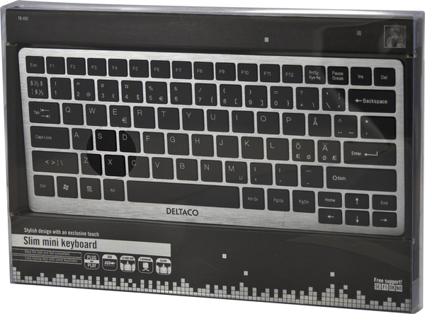 DELTACO tunt minitangentbord, USB, svart/silver