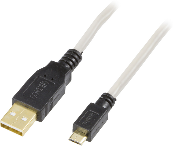 DELTACO USB 2.0 typ A till Micro-B USB, 5-pin, 0,5m