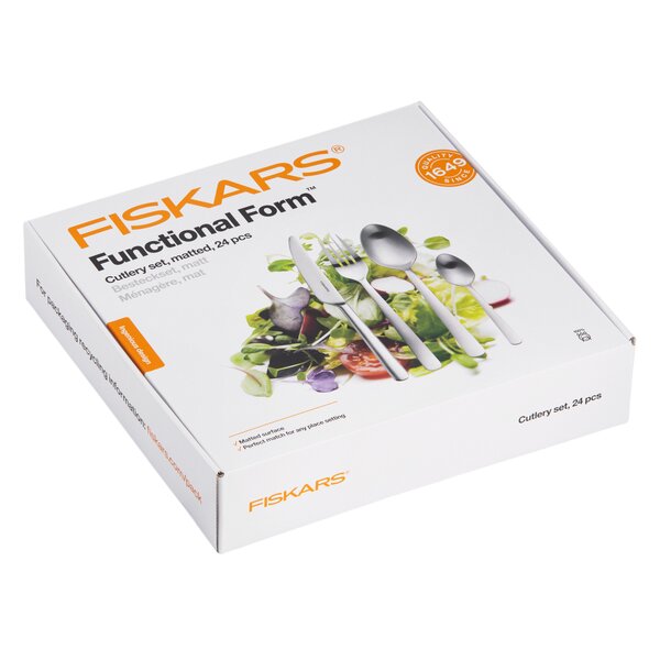 Fiskars Functional Form Cutlery Set 24 Pieces, Stainless steel, Matte