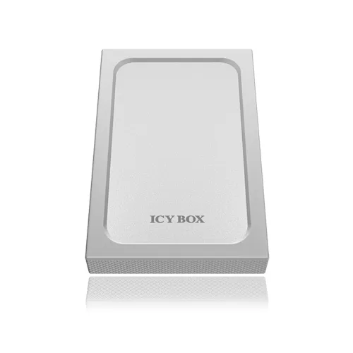ICY BOX, ulkoinen kotelo 1x2,5" kiintolevylle, SATA 6Gbit/s, USB 3.0, suojaava silikonikuori, hopea/valkoinen