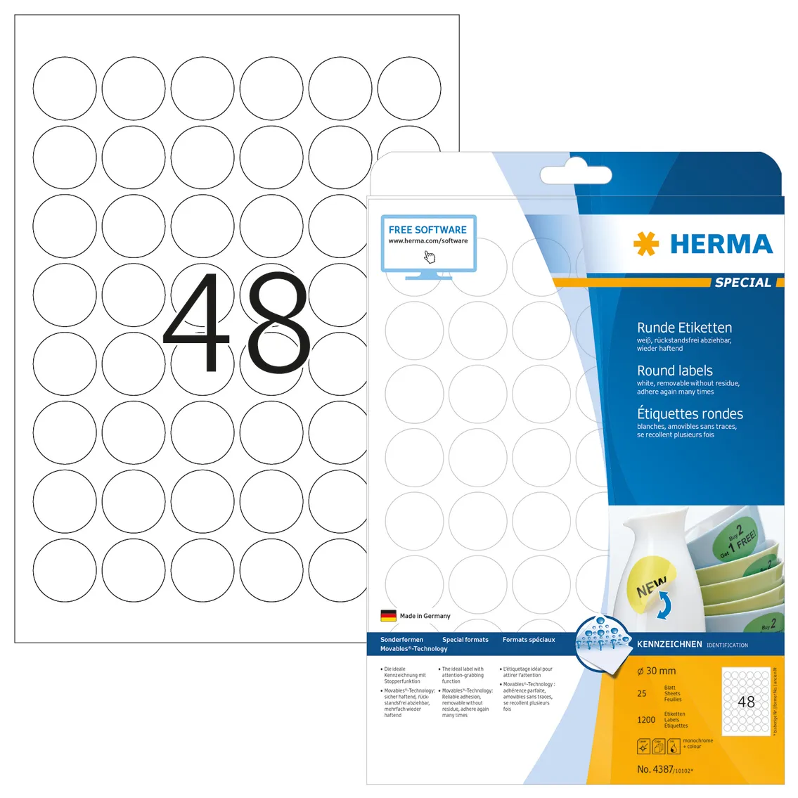 Herma label removable ø30 (1200)