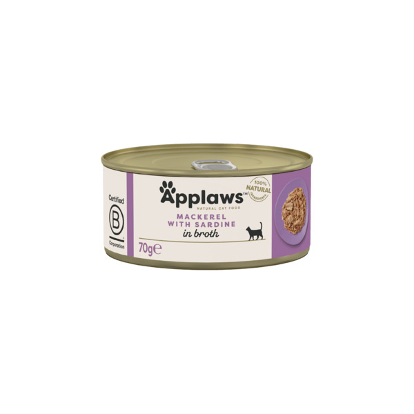 Applaws Mackerel with Sardine in Broth, Wet food for cats, Adult, 70g
