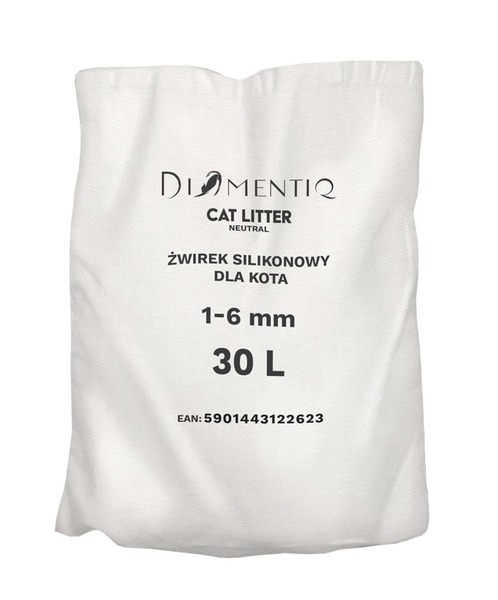 DIAMENTIQ Neutral Silica Gel Non-clumping Cat Litter, Unscented, Multi-cat, 30L
