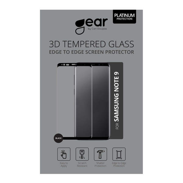 GEAR H&auml;rdat Glas 3D Samsung Note 9 Edge to Edge Svart