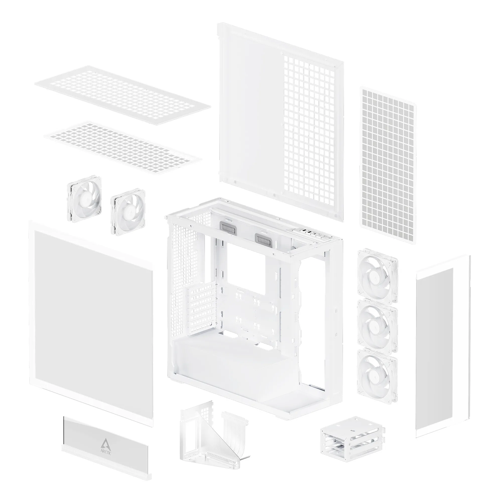 Arctic Xtender VG 5x A-RGB Fans E-ATX - mid case with window, White