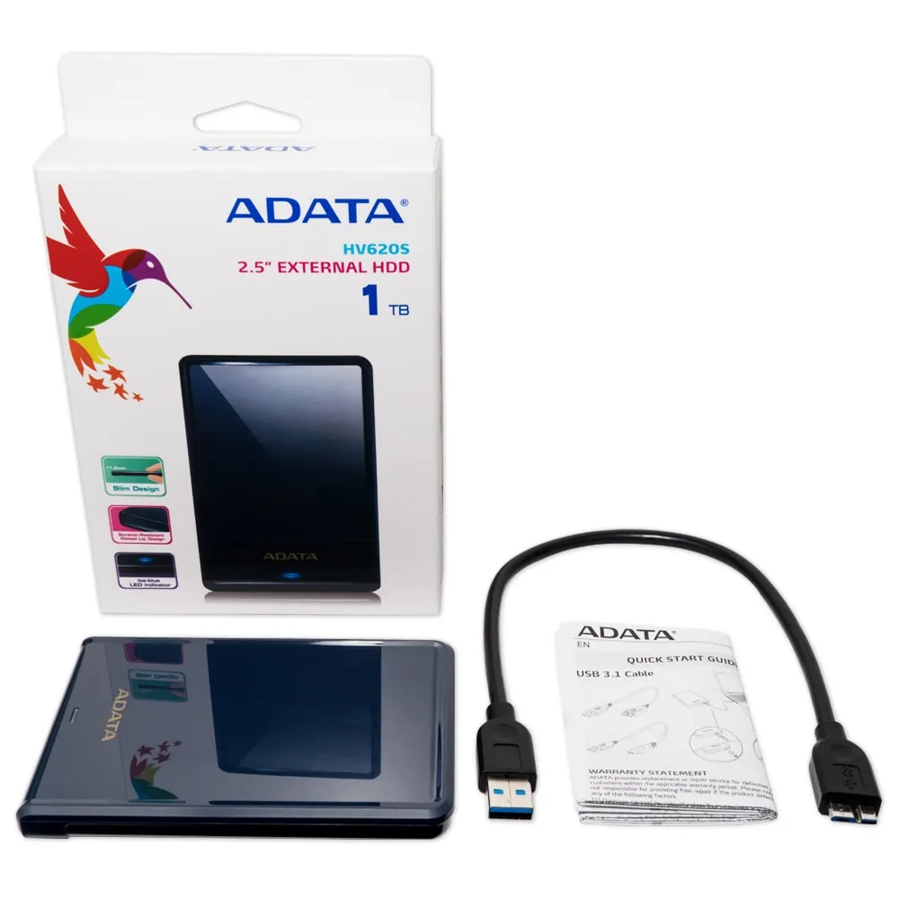 ADATA HV620S 1TB 2.5" External HDD, Blue