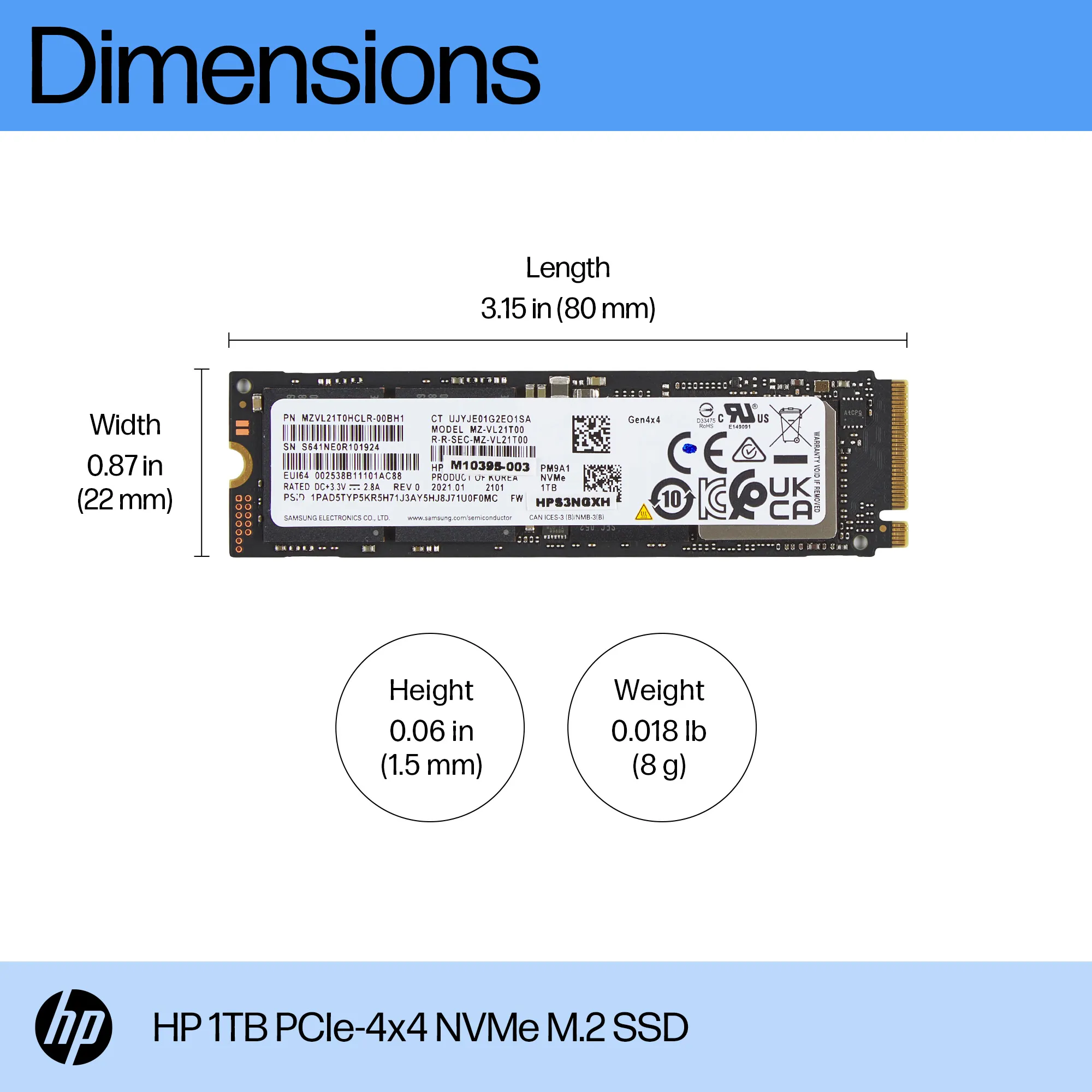 HP AL0M9AA 1TB M.2 2280 NVMe PCI Express 4.0 x4 SSD