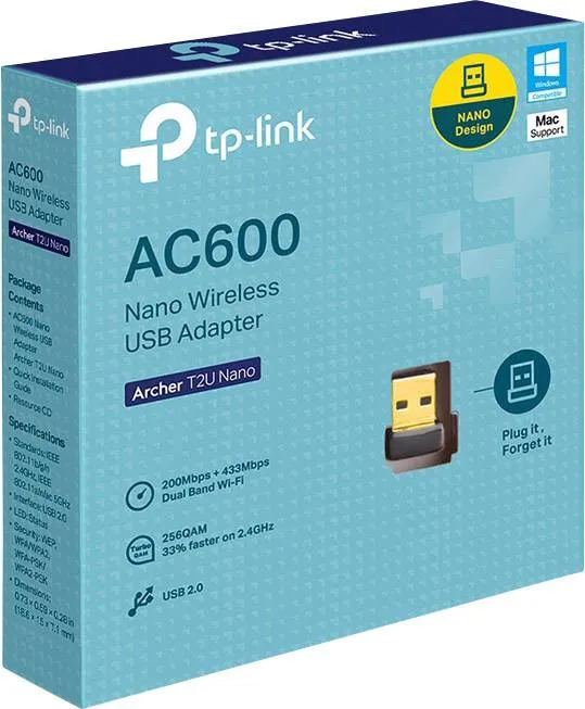 TP-Link AC600 Nano Wi-Fi USB Adapter,433Mbps at 5GHz + 200Mbps at 2.4G