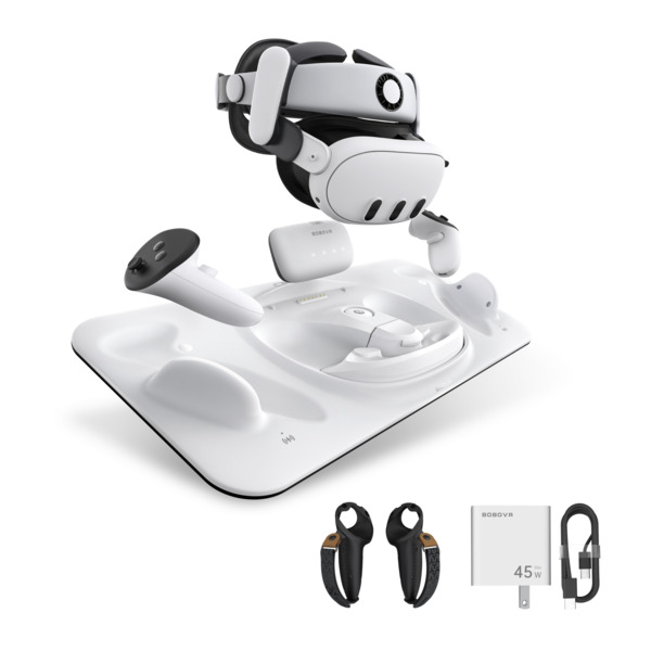 BOBOVR CD3 Virtual Reality Controller Charging Station for Meta Quest 3 and 3S, White