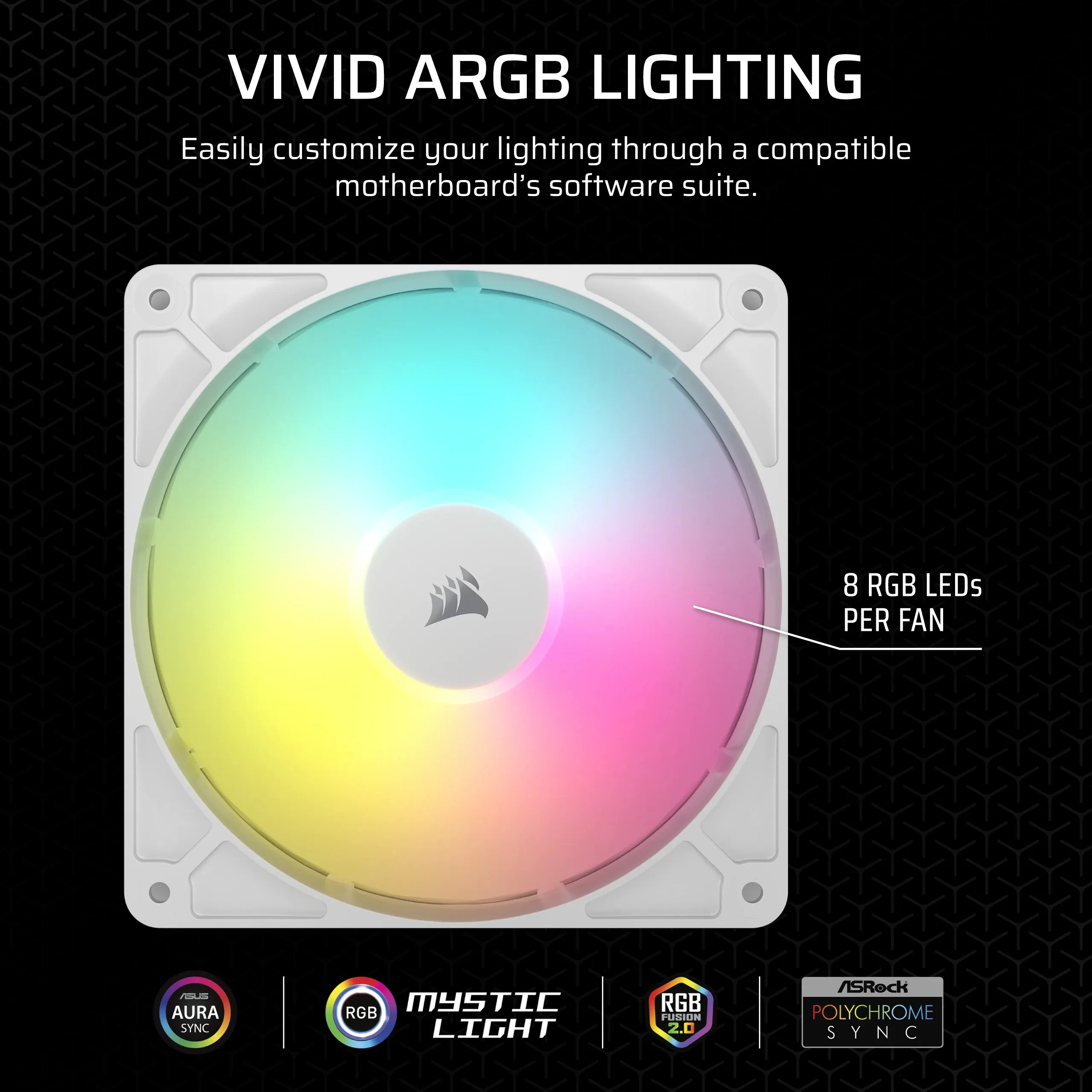 Corsair RS140 140mm ARGB - case fan, white