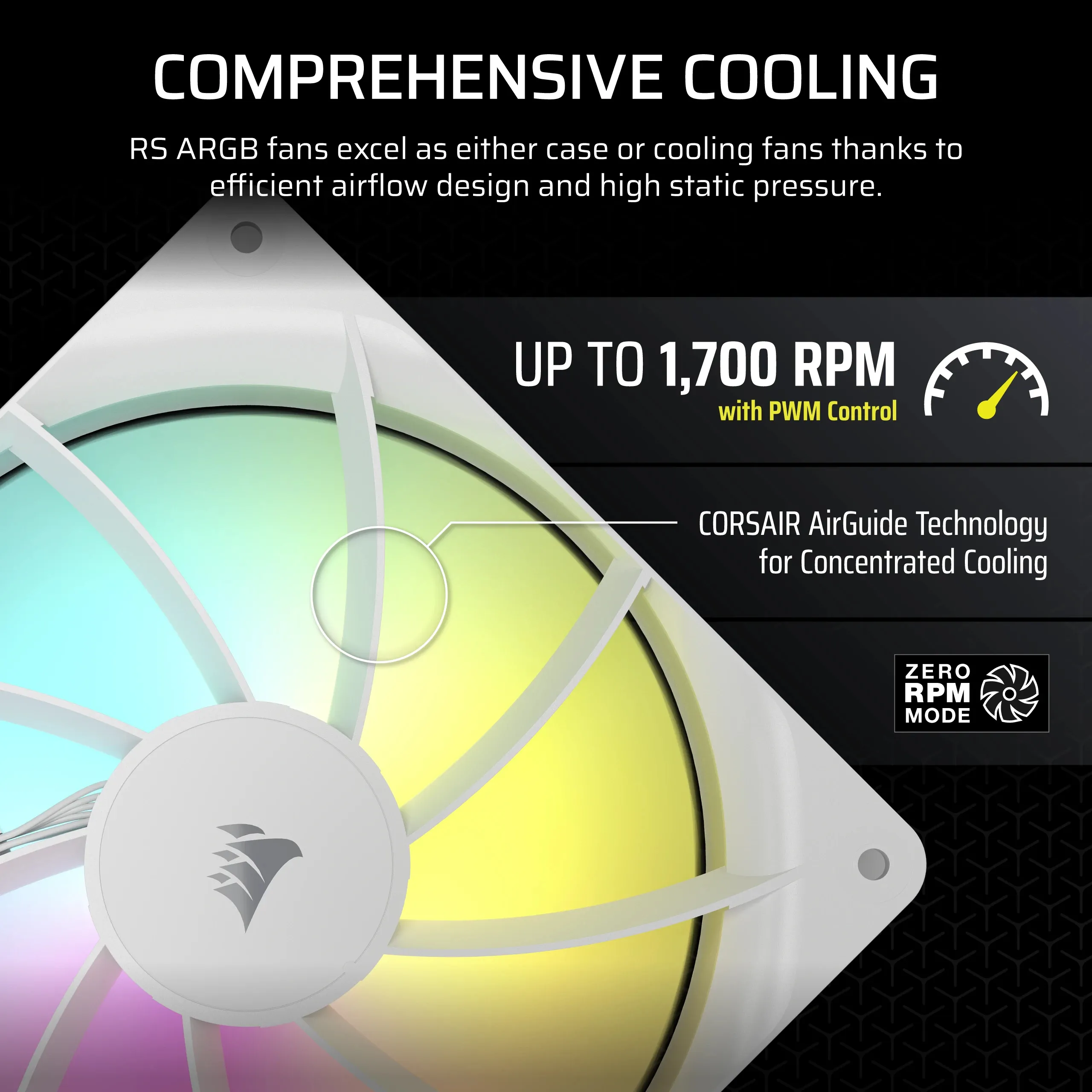 Corsair RS140 140mm ARGB - case fan, white