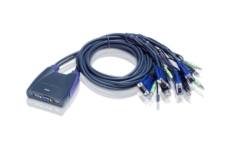 ATEN KVM-switch, 1 konsol styr 4 datorer, USB, kompl. med kablage