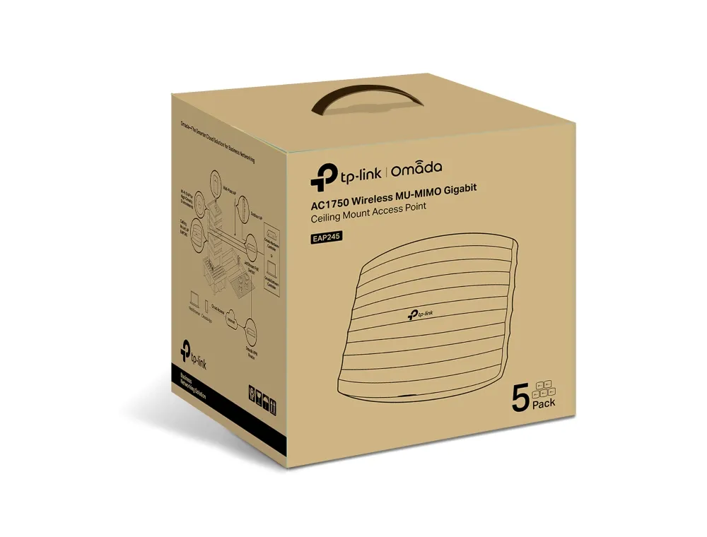 TP-Link Omada EAP245 Ceiling, AC1750, Wi-Fi 5 - access point (5-pack)