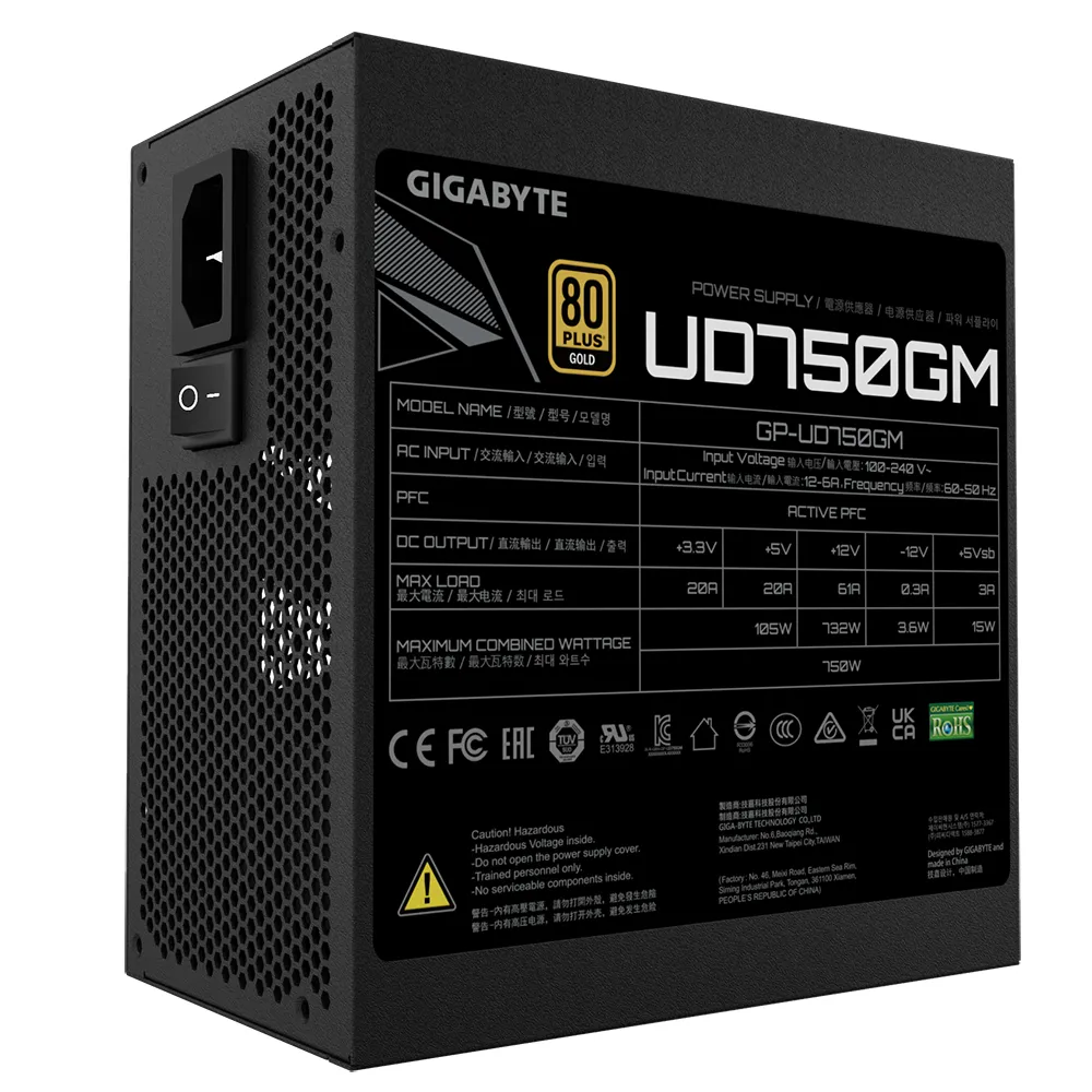 Gigabyte GP-UD750GM 750 W -virtalähde, 80 Plus Gold