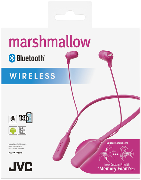 JVC H&ouml;rlur Marsmallow Around the Neck Tr&aring;dl&ouml;s Mic Rosa