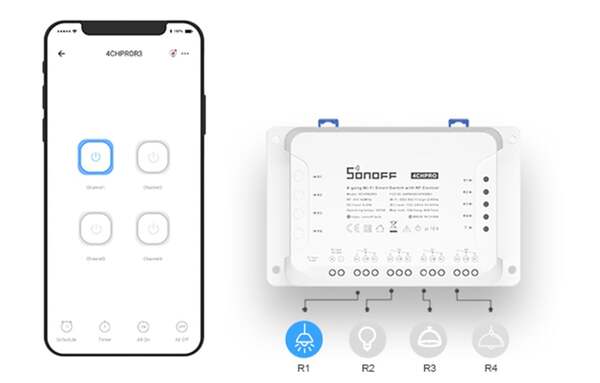 SONOFF 4CHR3 4-kanavainen Wi-Fi-&auml;lykytkin