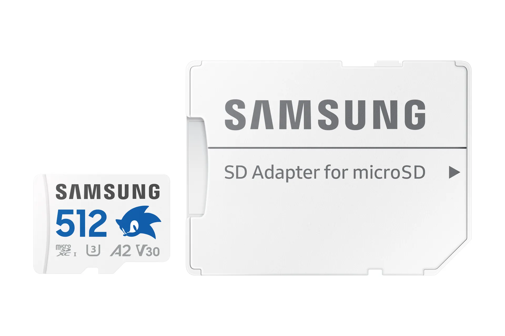Samsung PRO Plus 512 GB MicroSDXC UHS-I U3 V30 A2 kort + SD-adapter, bl&aring;, vit