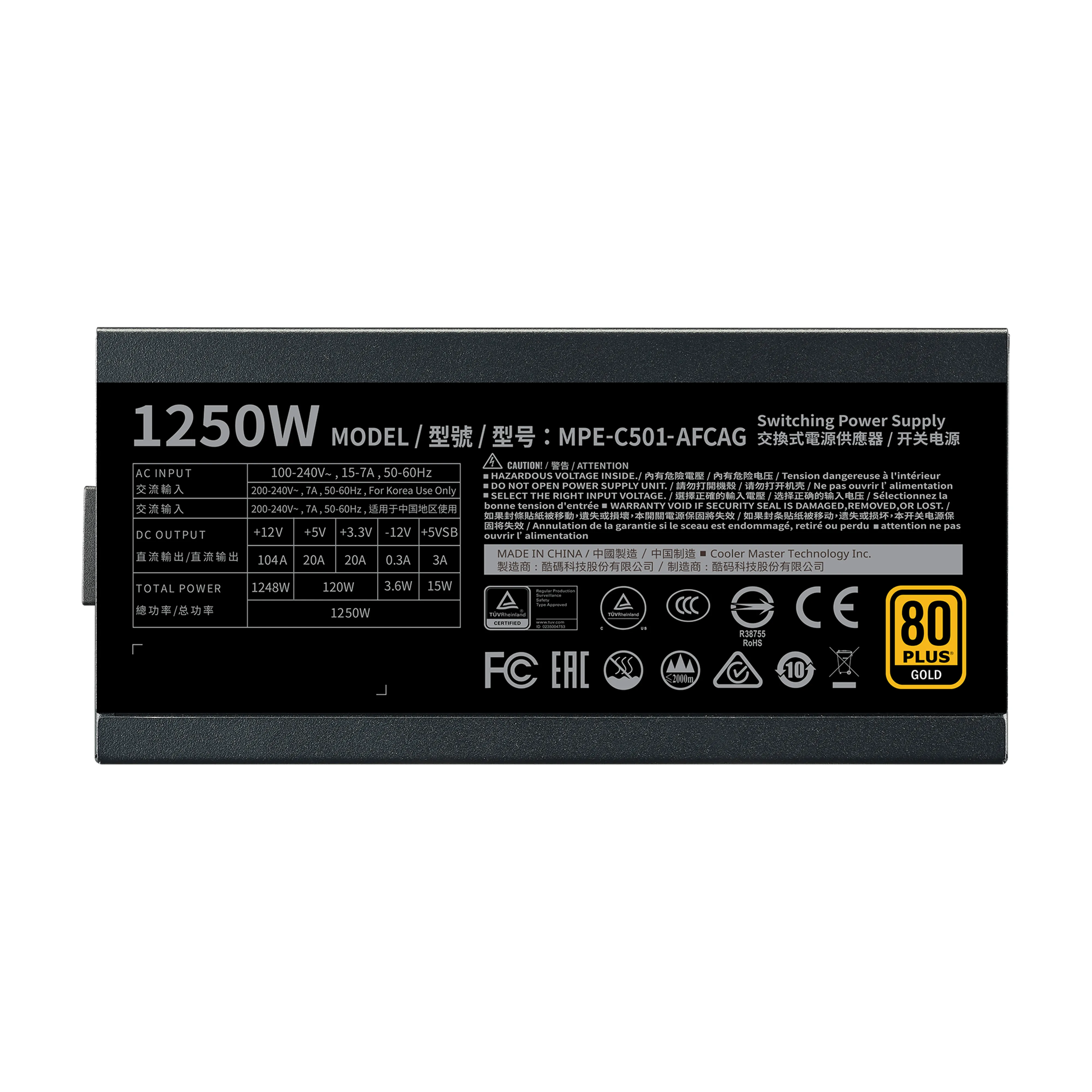 Cooler Master MWE Gold V2 1250W - n&auml;taggregat, 80 Plus Gold