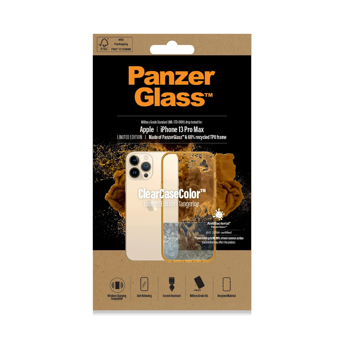 PanzerGlass ClearCase, iPhone 13 Pro Max -suojakuori, Oranssi