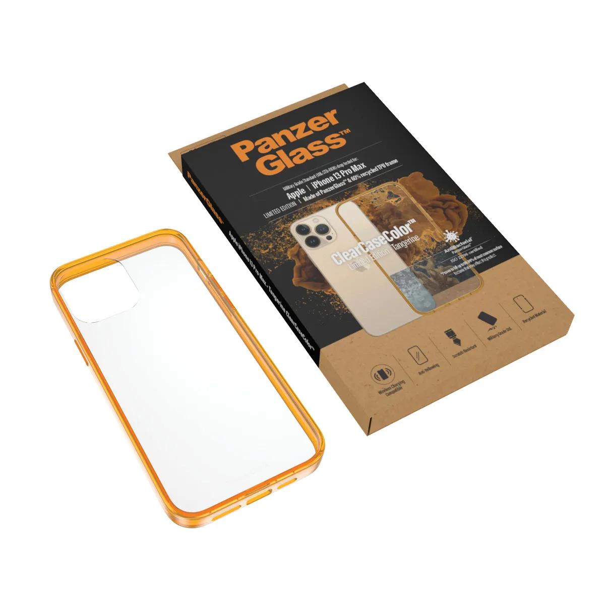 PanzerGlass ClearCase, iPhone 13 Pro Max -suojakuori, Oranssi