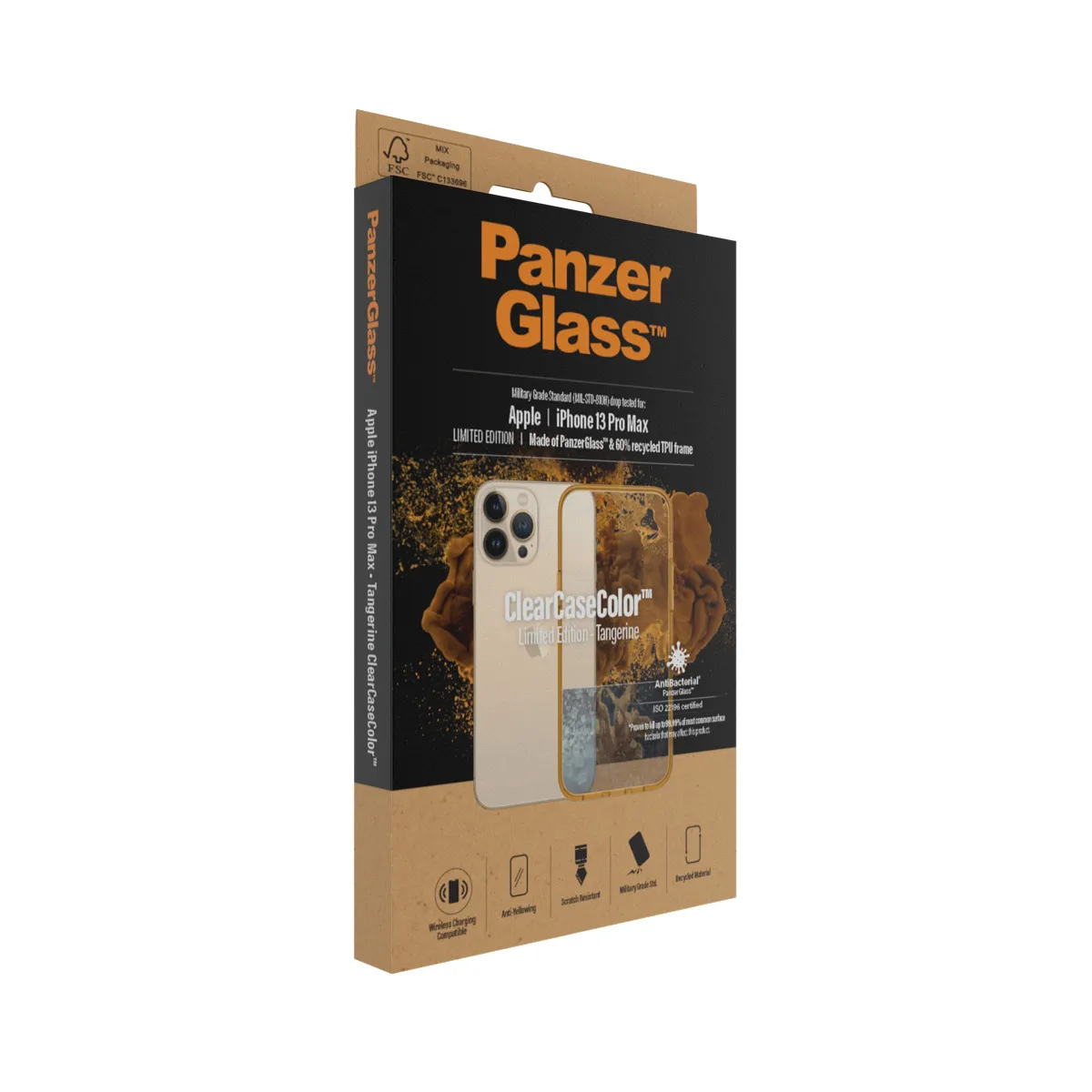 PanzerGlass ClearCase, iPhone 13 Pro Max -suojakuori, Oranssi