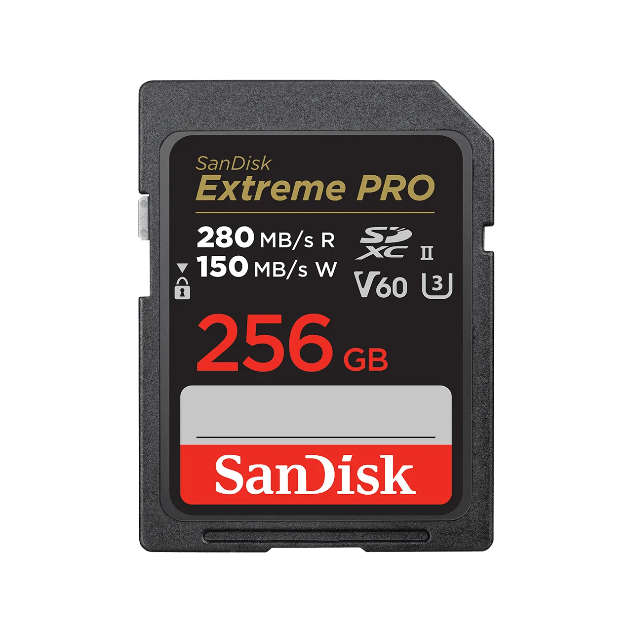 SanDisk Extreme PRO 256 Gt SDXC UHS-II U3 V60 -muistikortti, musta