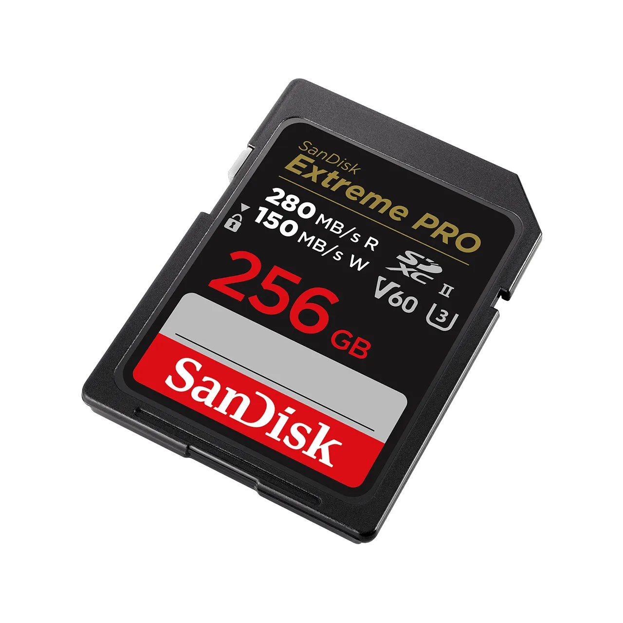 SanDisk Extreme PRO 256 Gt SDXC UHS-II U3 V60 -muistikortti, musta