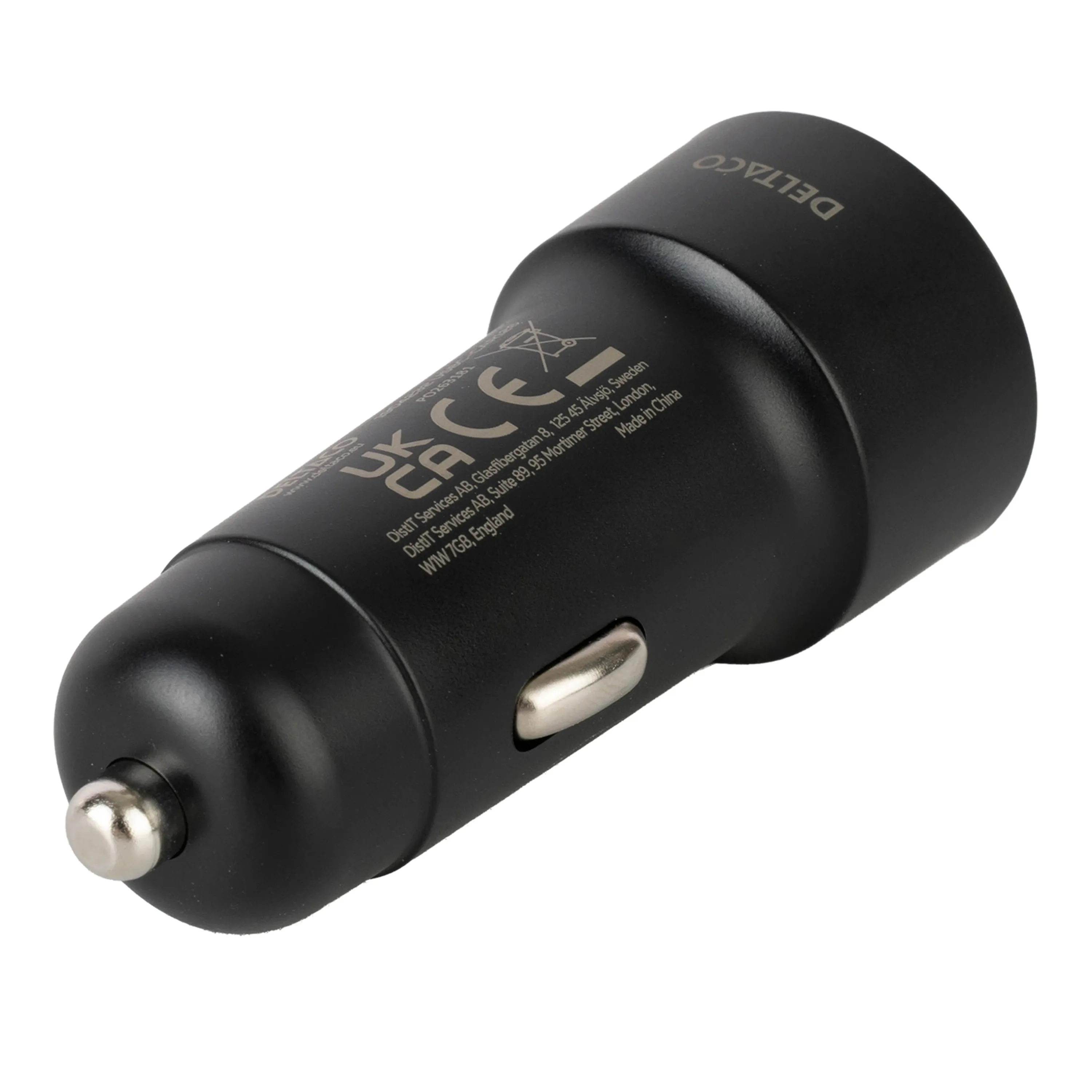 DELTACO USB-C car charger, 1x USB-A, 2x USB-C, PD 100 W, black