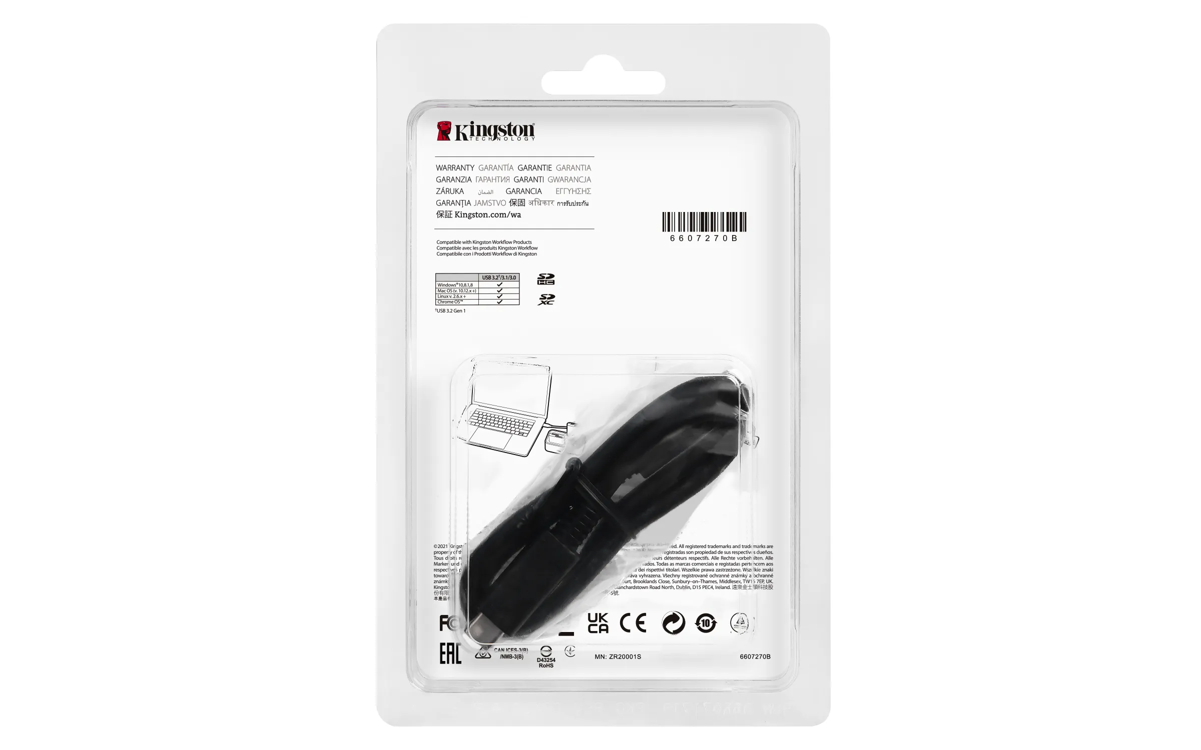 KINGSTON USB3.2 GEN1 WORKFLOW DUAL-SLOT SDHC/SDXC UHS-II CARD READER