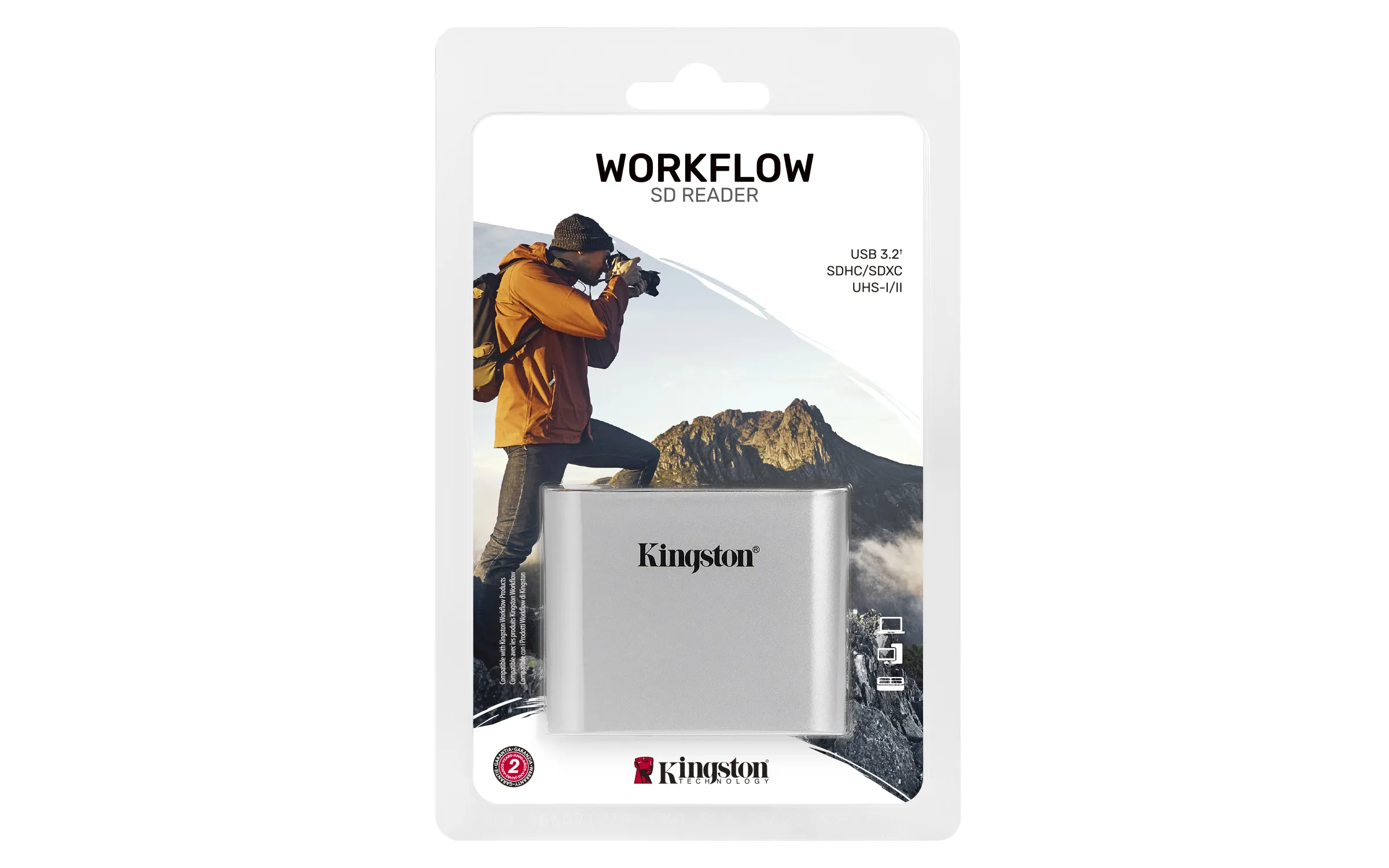 KINGSTON USB3.2 GEN1 WORKFLOW DUAL-SLOT SDHC/SDXC UHS-II CARD READER
