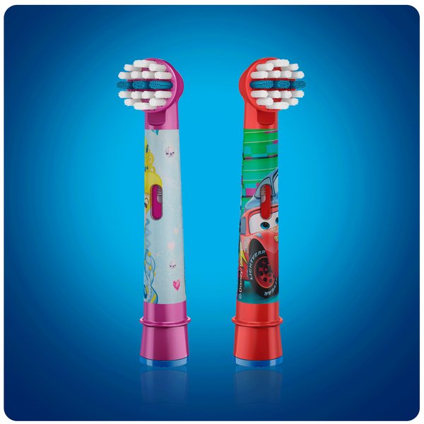 BRAUN VAIHTOHARJA ORAL-B KIDS 2ct, paketissa 2 vaihtoharjaa EB10-2, sekalaisella teemalla.
