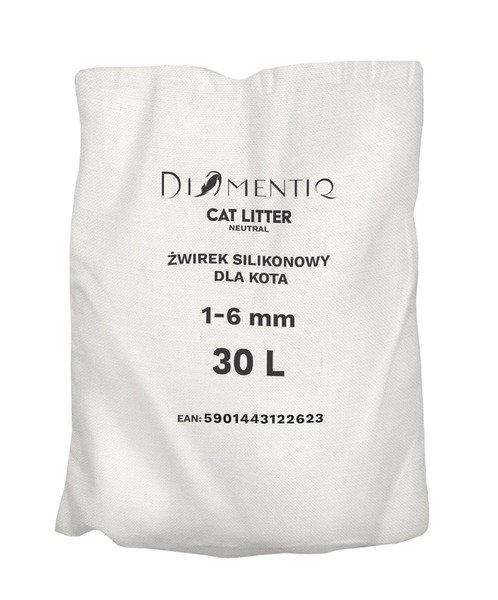 DIAMENTIQ Neutral silikageeli -paakkuuntumaton kissanhiekka, hajusteeton, monikissatalouksiin, 30 l
