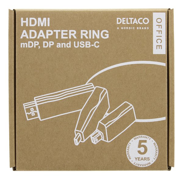 DELTACO Office, HDMI ADAPTER RING, mDP, DP, USB-C, FHD