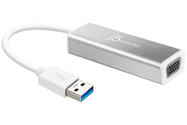 j5create USB 3.0 VGA Adapteriin, ohut, alumiinia, valkoinen